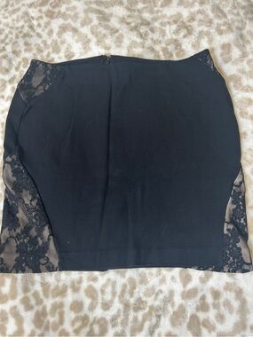 Express Black Lace-Panel Pencil Skirt